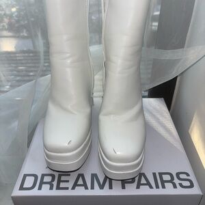 Dream Pairs Women's White Heeled Boots